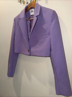 ZARA Cropped Lilac Blazer Jacket